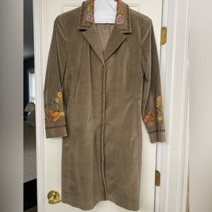 Embroidered Tan Long Coat